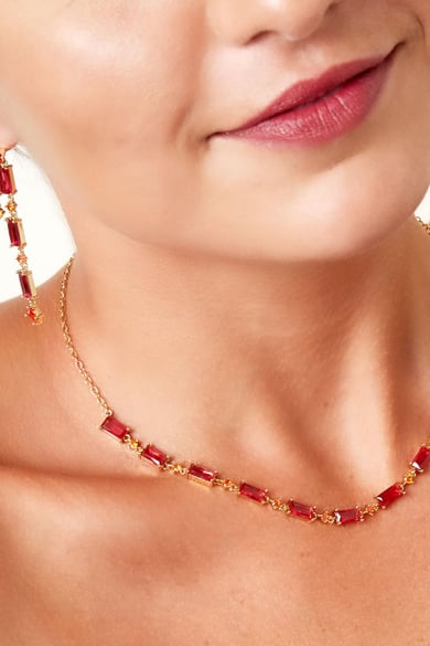 Halskette mit farbigen Steinen - Kollektion Sparkle Fuchsia Kupfer h5 Bild4